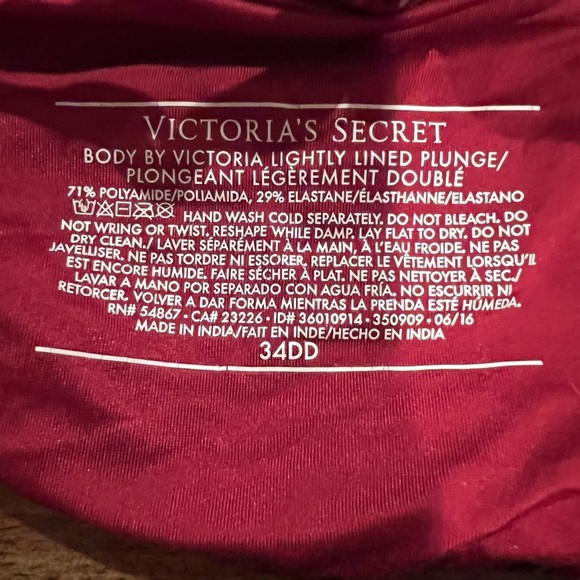 Body by Victoria lightly lined plunge bra size 34DD, printed, pullover, EUC - Picture 6 of 6